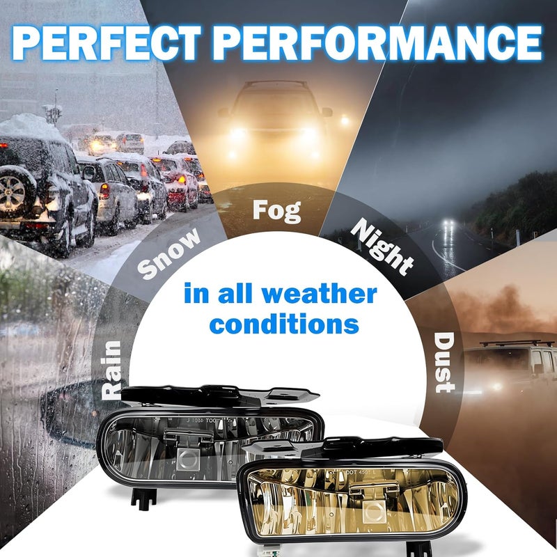 BOXLIGHT Fog Lights Assembly Compatible with 2002 2003 2004 2005 2006 Cadillac Escalade/Escalade EXT/Escalade ESV with 880 12V 27W Halogen Bulbs Driving Fog Lamps (Clear Lens) - Image 3